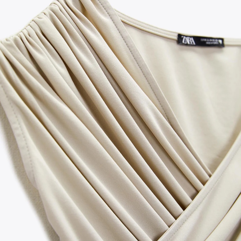 Zara Cream Draped Women's Top - Picture 2 of 9